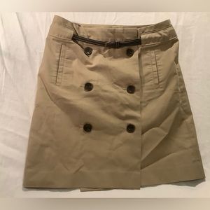 Ann Taylor LOFT  Petites Khaki Trench Style Skirt w/ Braided Leather Belt. Sz 4P